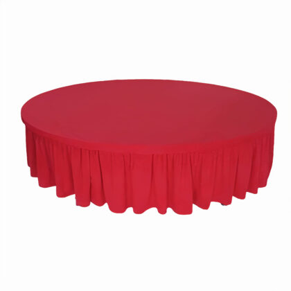 Red Pleated Round Tablecloth